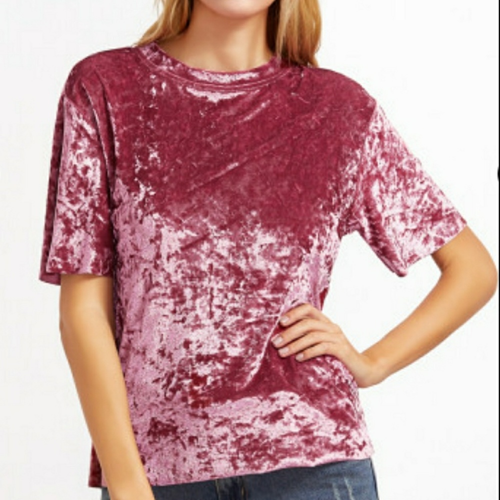 Crushed Velvet Tee Style Top - Picture 5 of 6